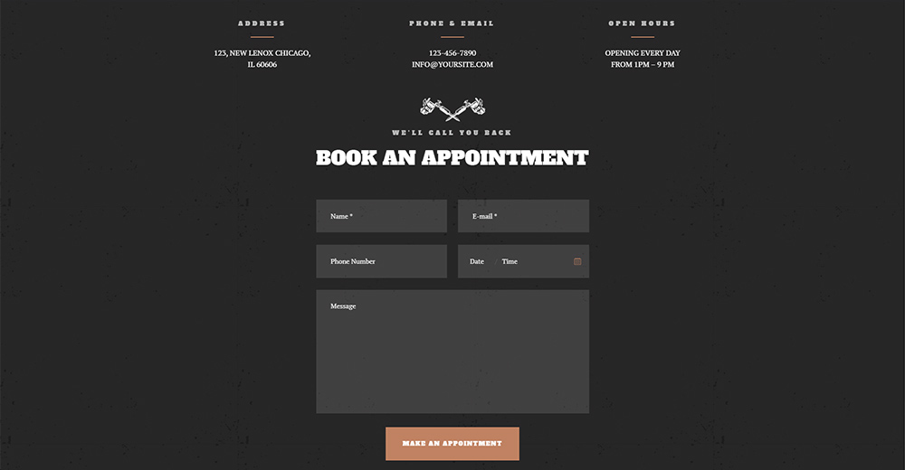 Ancora Booking Form