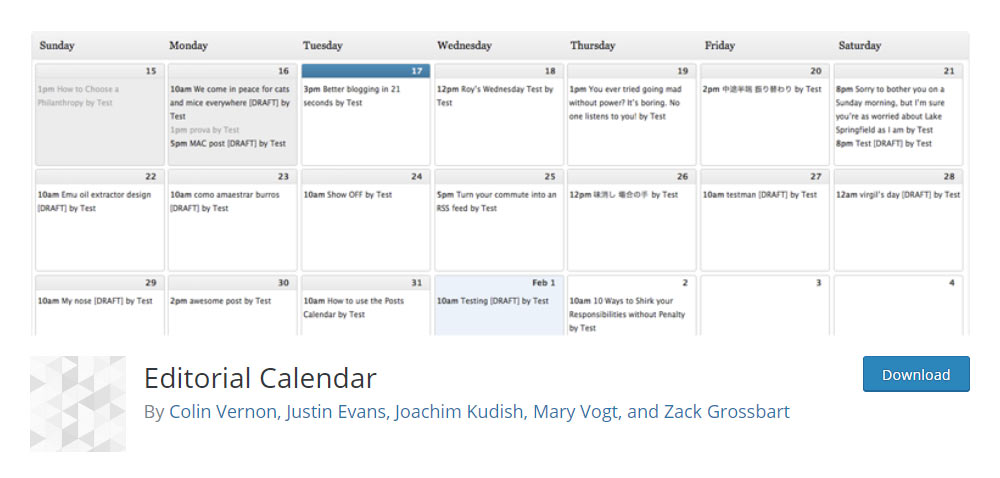 Editorial Calendar Plugin