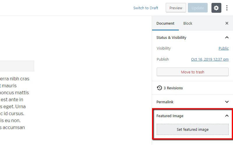 Add featured image in Gutenberg