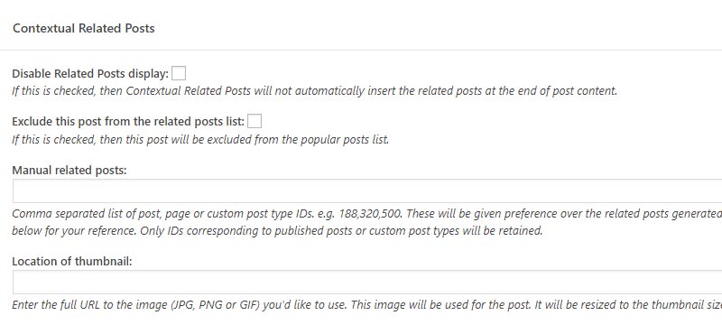 Contextual Related Posts Options