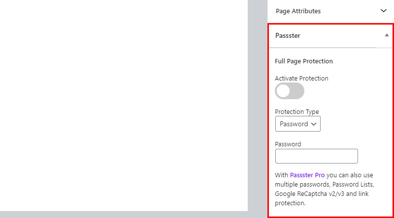 Passster page protection