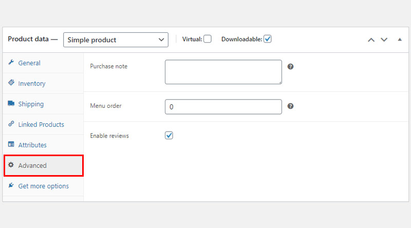 Downloadable Advanced options