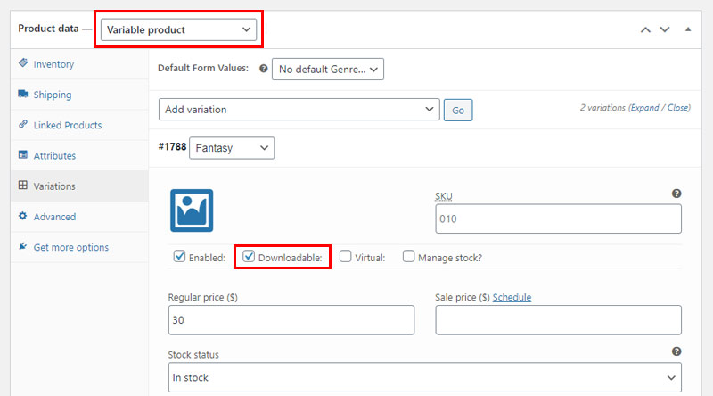 Variable Downloadable Product
