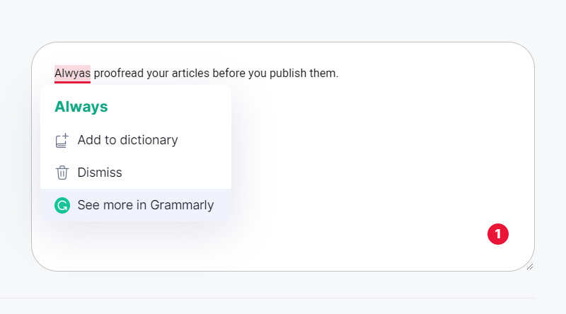 See more in Grammarly option